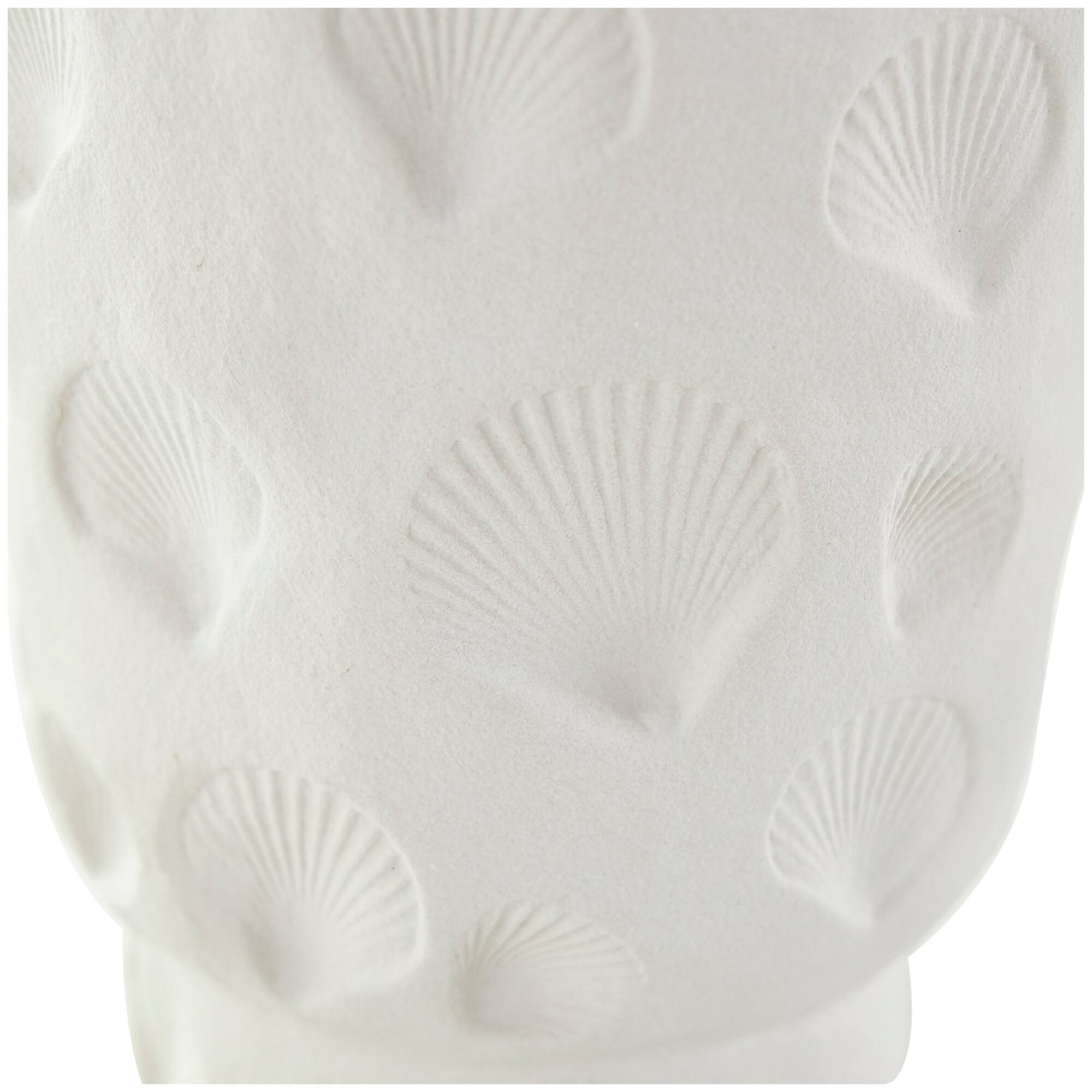 13" White Ceramic Shell Vase